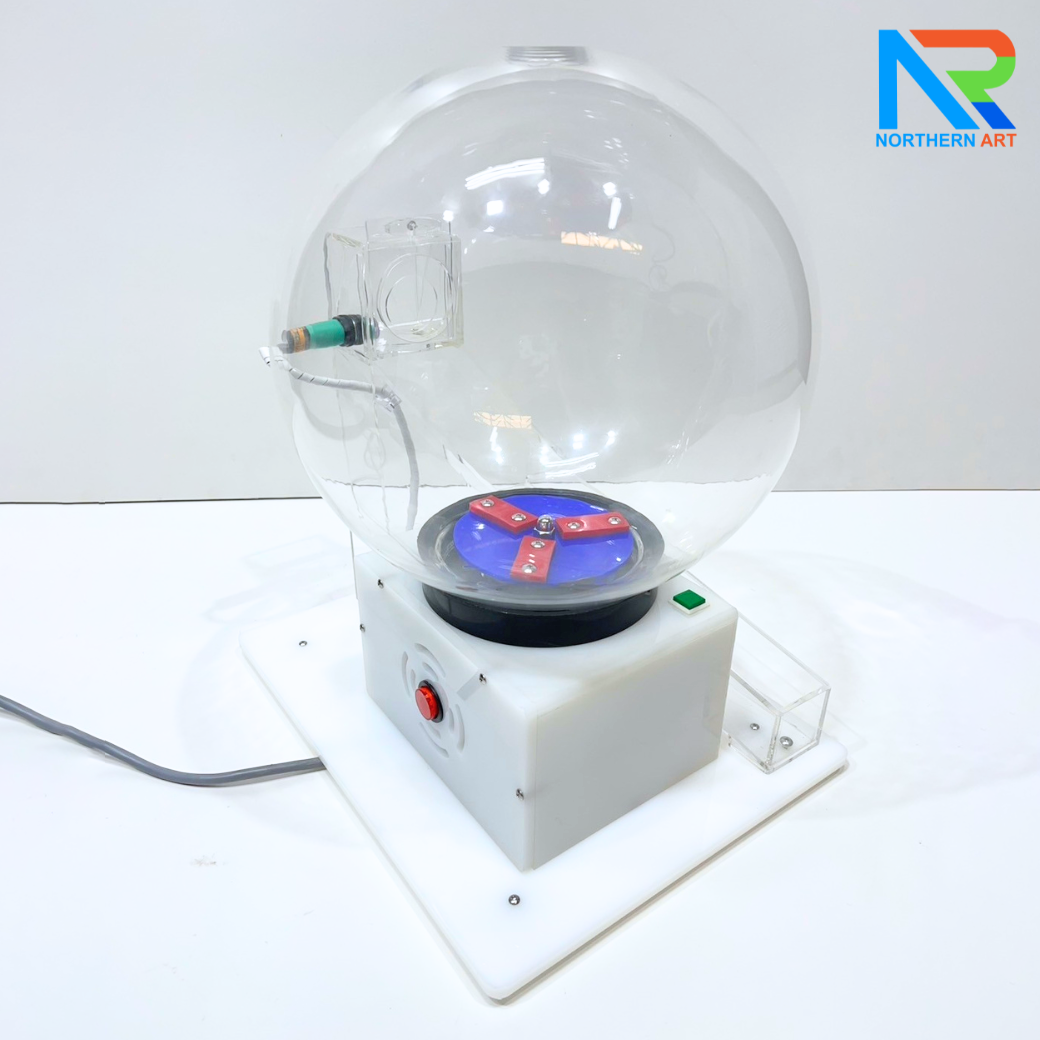 เกมส์จับฉลากไฟฟ้าทรงกลม ตั้งโต๊ะ ขนาด (W)35 X (L)30 X (H)45 cm. ตัวเกมส์หมุนเองอัตโนมัติ พร้อมระบบเซ็นเซอร์จับลูกบอล