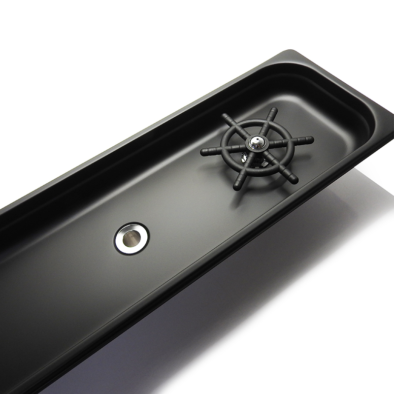 Pitcher Rinser, spinjet head, embedded counter Square shape, length 53 cm.