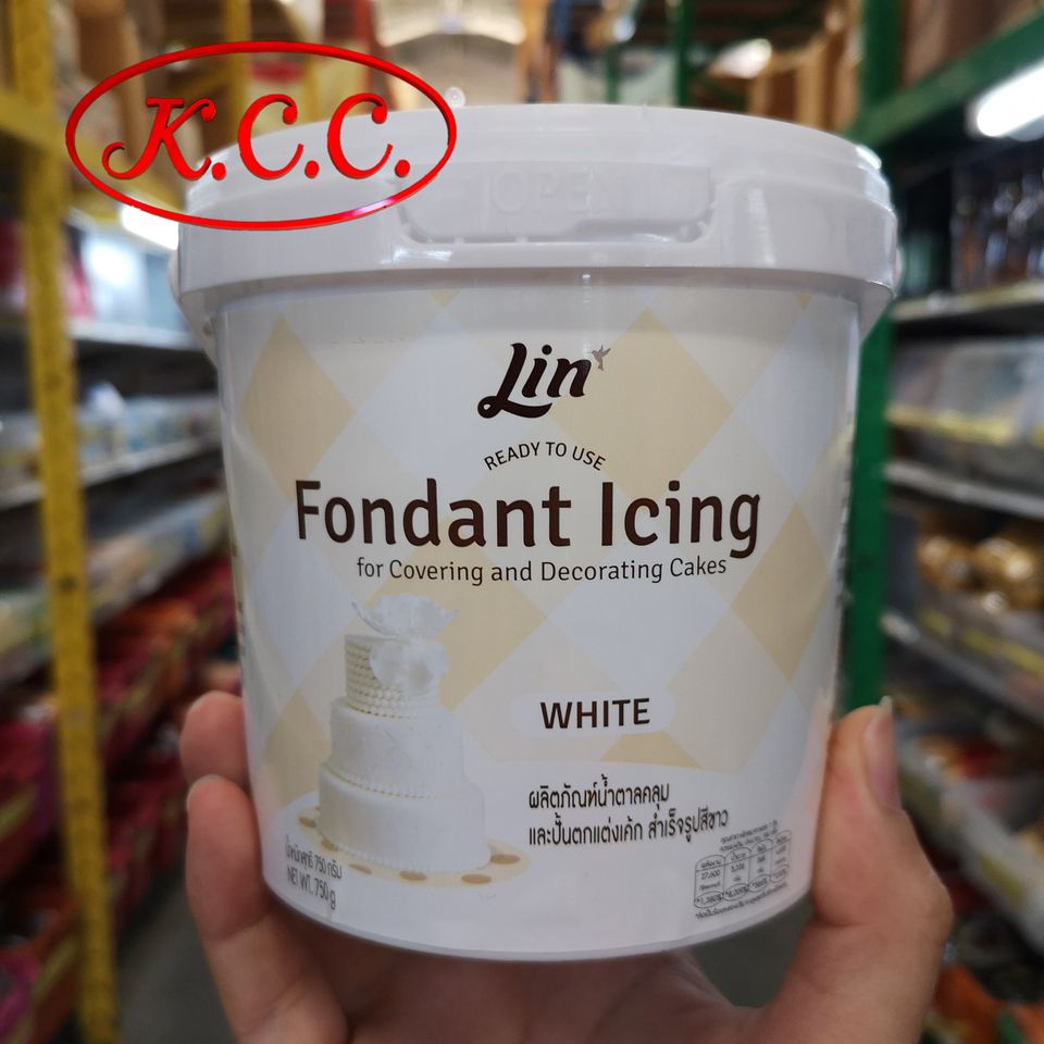 ลิน ฟองดองท์ น้ำตาลคลุมเค้กสำเร็จรูป โฉมใหม่! (ฟองดอง คลุมเค้ก สีขาว ขนาด 750 g. ) Lin Fondant Icing (White)