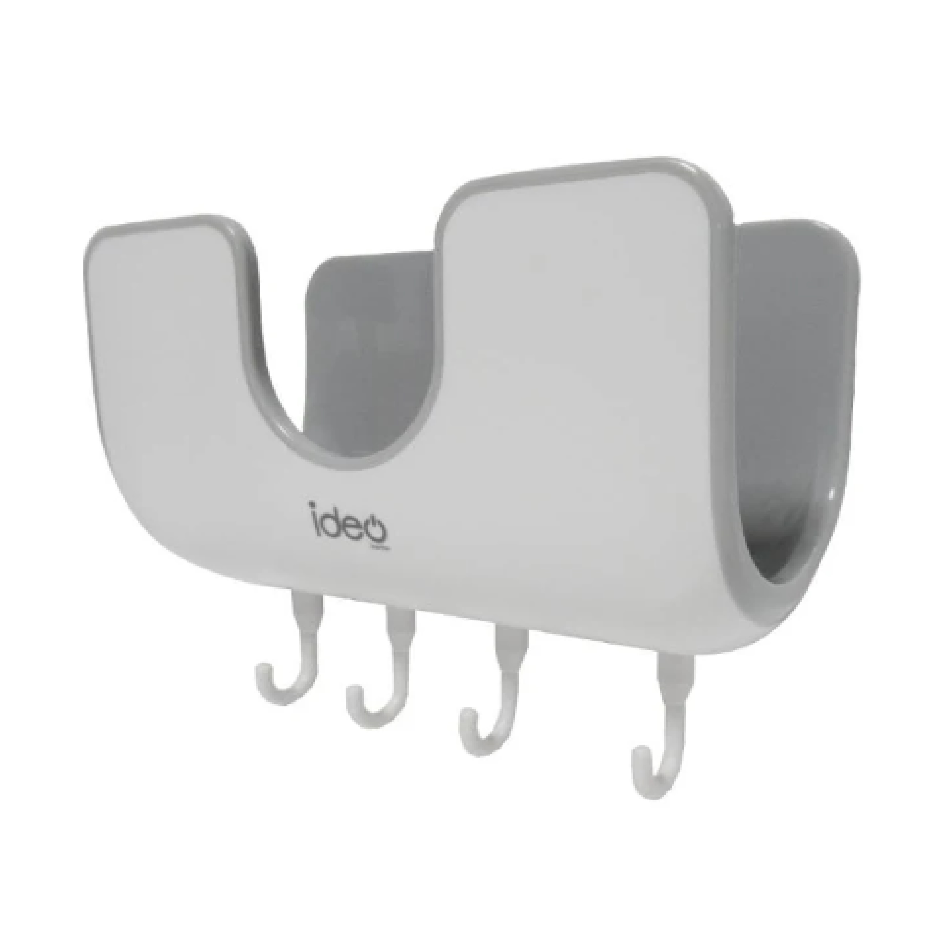 ชั้นวางฝาหม้อพร้อมตะขอแขวนอุปกรณ์ครัวแบบสุญญากาศ IDEO HOME รุ่น E1813 สีเทา