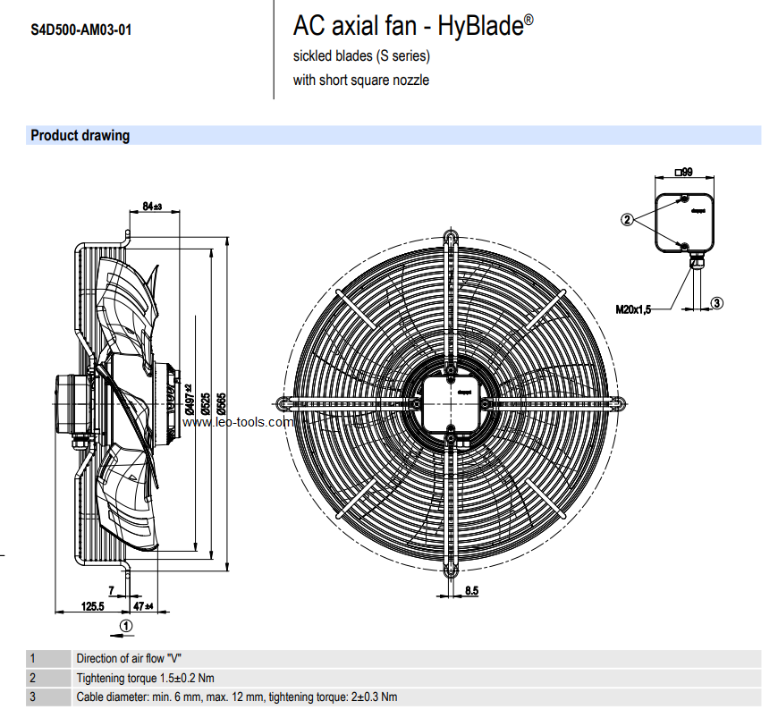 S4D500-AM03-01 AC400V 720/550W EBM-PAPST