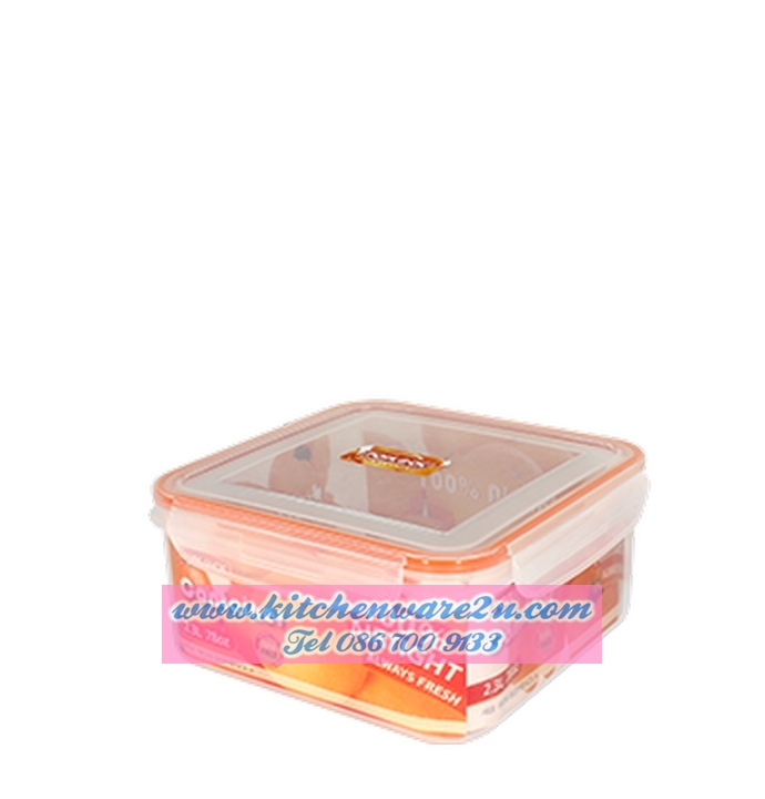 P09508 กล่องถนอมอาหารเหลี่ยม POP Lock 1.3 ลิตร (16 x 16 x 8 cm.) เกรดเอ อย่างดี No.9143 ราคาส่งต่อ 1 โหล: 12 ใบ (เฉลี่ย 55 บ/ใบ)