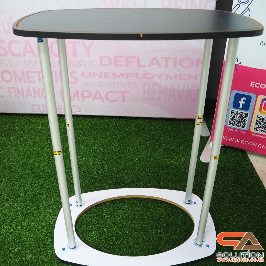 เคาน์เตอร์ผ้าออกบูธ รุ่น R06 ทรงสี่เหลี่ยมผืนผ้า โครงอะลูมิเนียมอย่างดี จัดเก็บง่าย