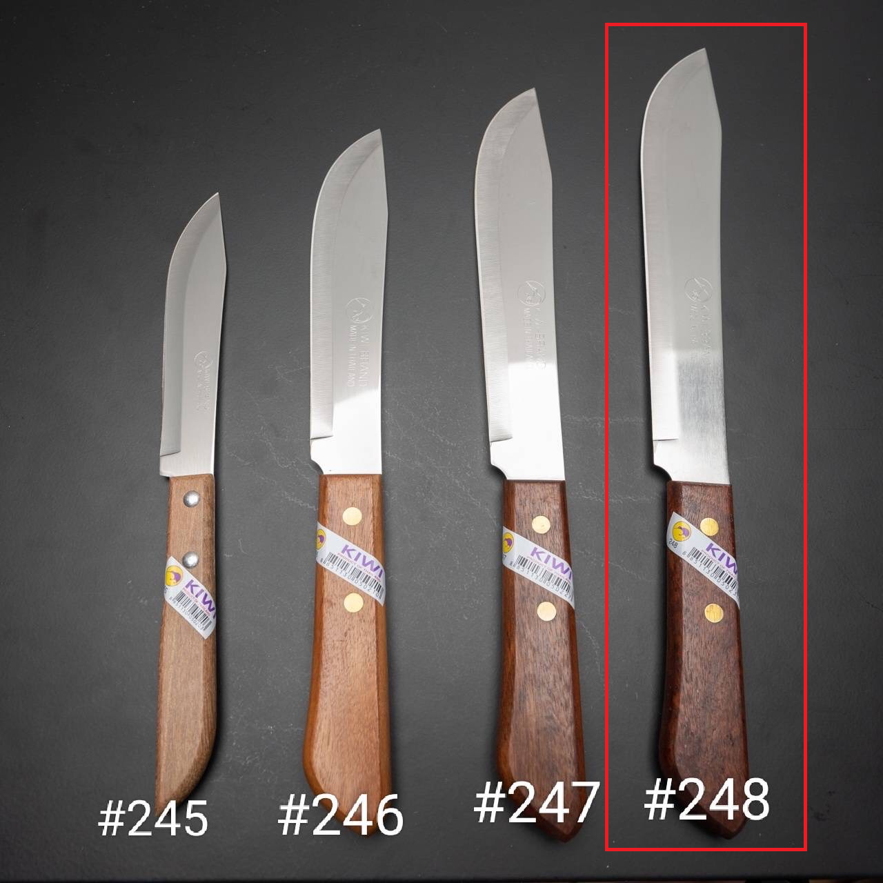 P12382 มีดกีวี 8 นิ้ว ด้ามไม้ คมกริบ No.248 ราคาขายส่งต่อ 1 โหล: 12 อัน