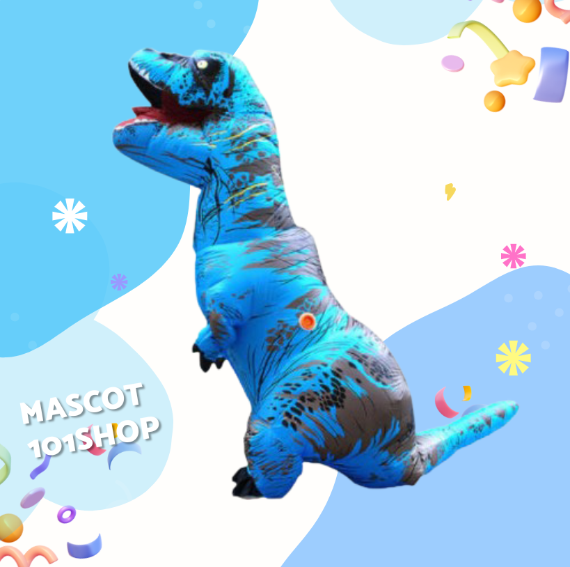 ชุดไดโนเสาร์เป่าลม T-Rex สีน้ำเงิน