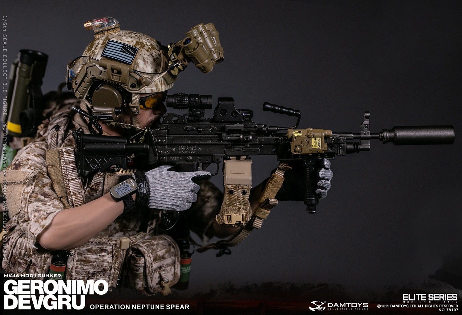 DAMTOYS 78107 DEVGRU Operation Neptune Spear “GERONIMO” MK46 MOD1 GUNNER