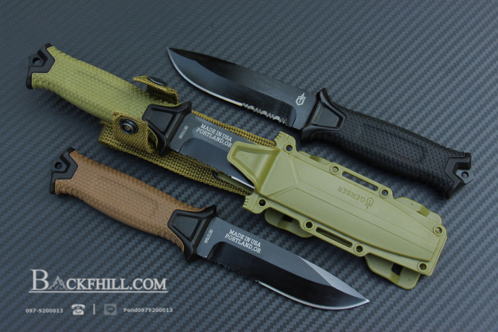 มีดใบตายสายลุย Gerber Strong Arm Semi Serrated Fixed Blade OEM สีเขียวทหาร