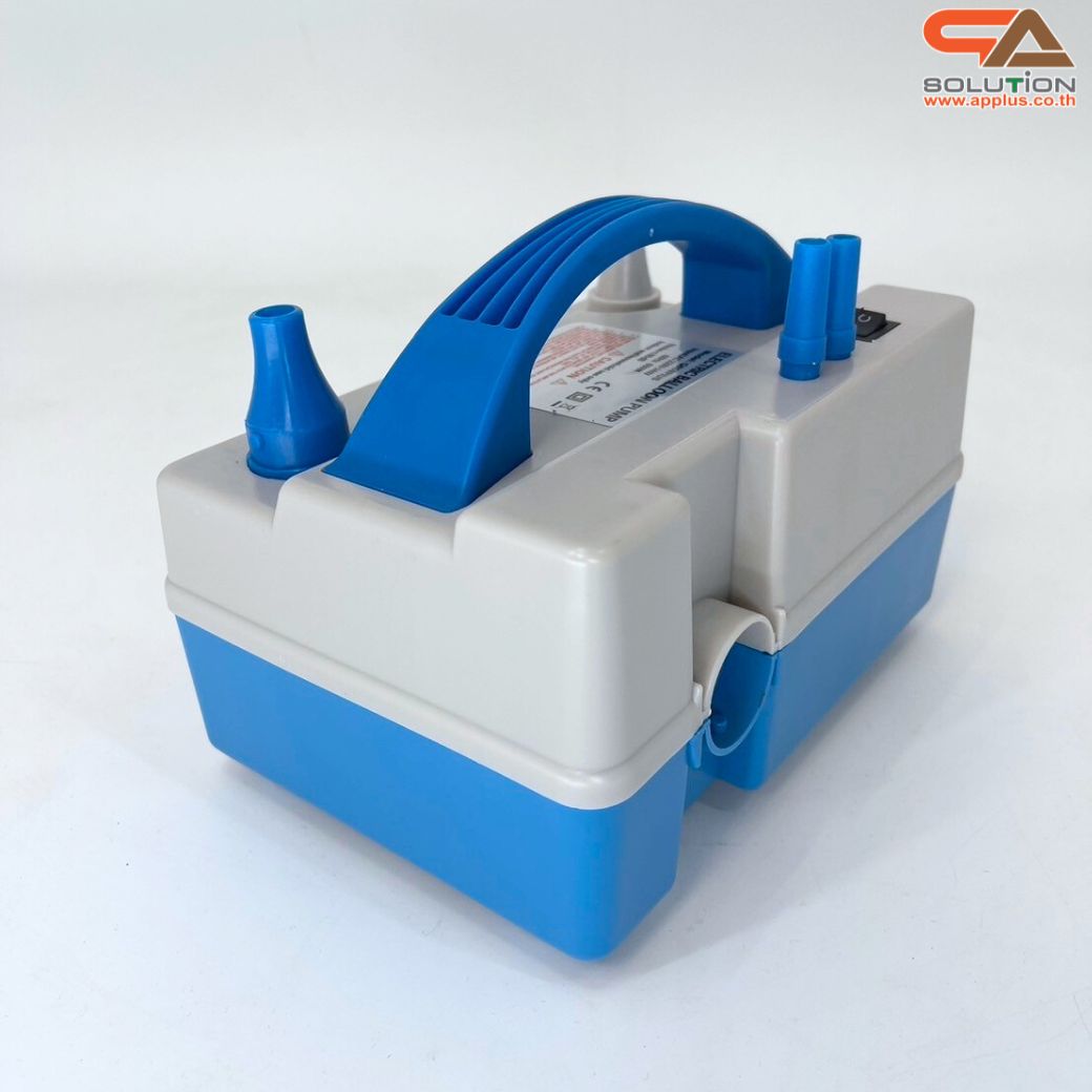 ปั๊มลมไฟฟ้า ปั๊มลมลูกโป่ง รุ่น Q-668 PLUS ขนาด (W)19 x (D)13 x (H)10 cm. พร้อมหัวฉีดหลายขนาด 1 ชุด