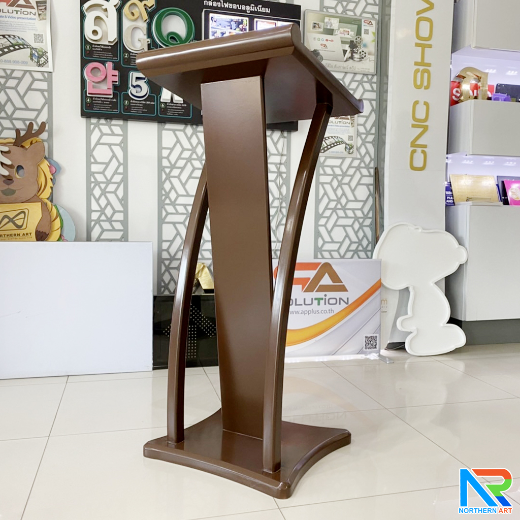 โพเดียมไม้ ขนาดTOP (W) 45 x (L) 50 cm.สูง 120 ซม.ตกแต่งไม้โค้งด้านข้าง สวยคลาสสิค พร้อมจัดส่งทั่วไทย