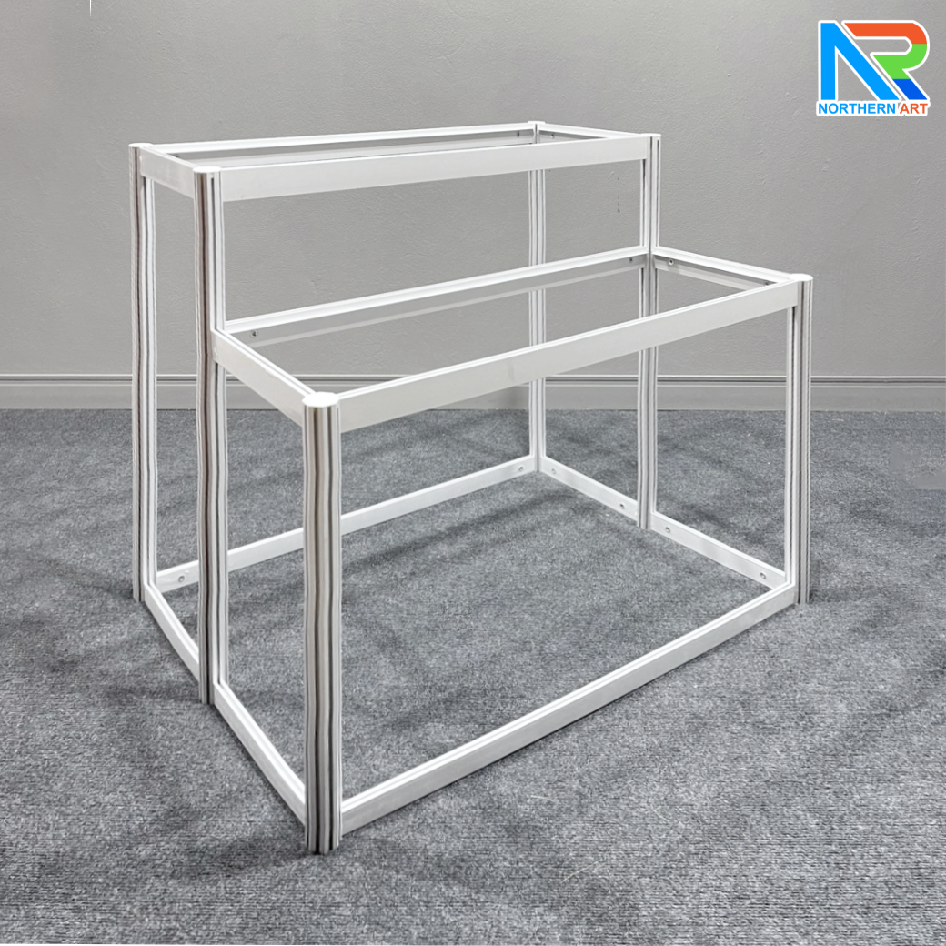 เช่าเคาน์เตอร์อะลูมิเนียม แบบขั้นบันได ขนาด (W)103 x (L)80 x (H)80 cm. ถอดประกอบได้