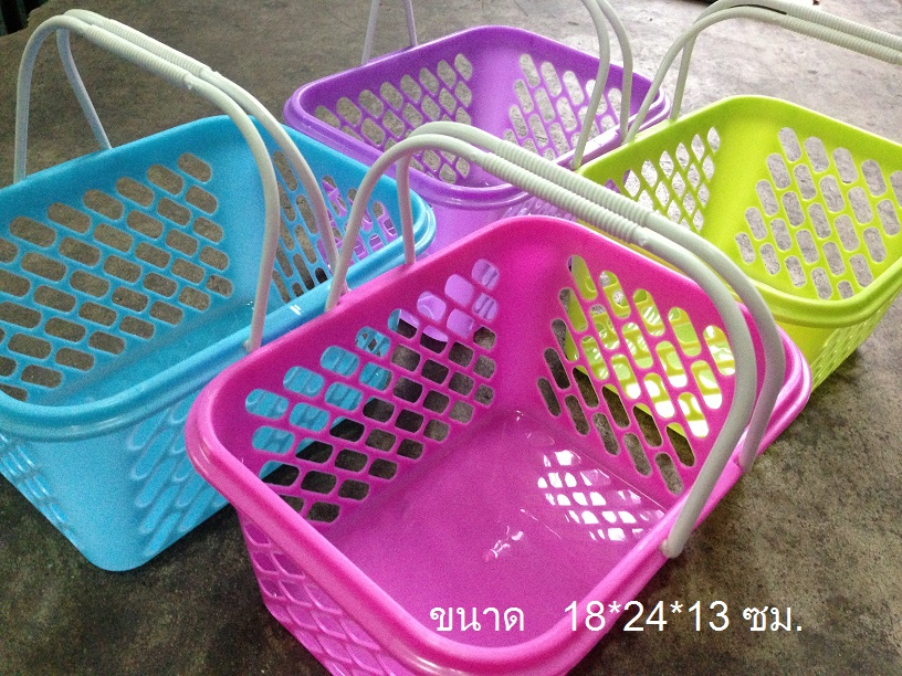 P07132 ตะกร้าหูหิ้ว สีหวาน ดีไซน์ใหม่ (17*24*13 cm) J003 ราคาส่งต่อ 1 โหล:12 ใบ