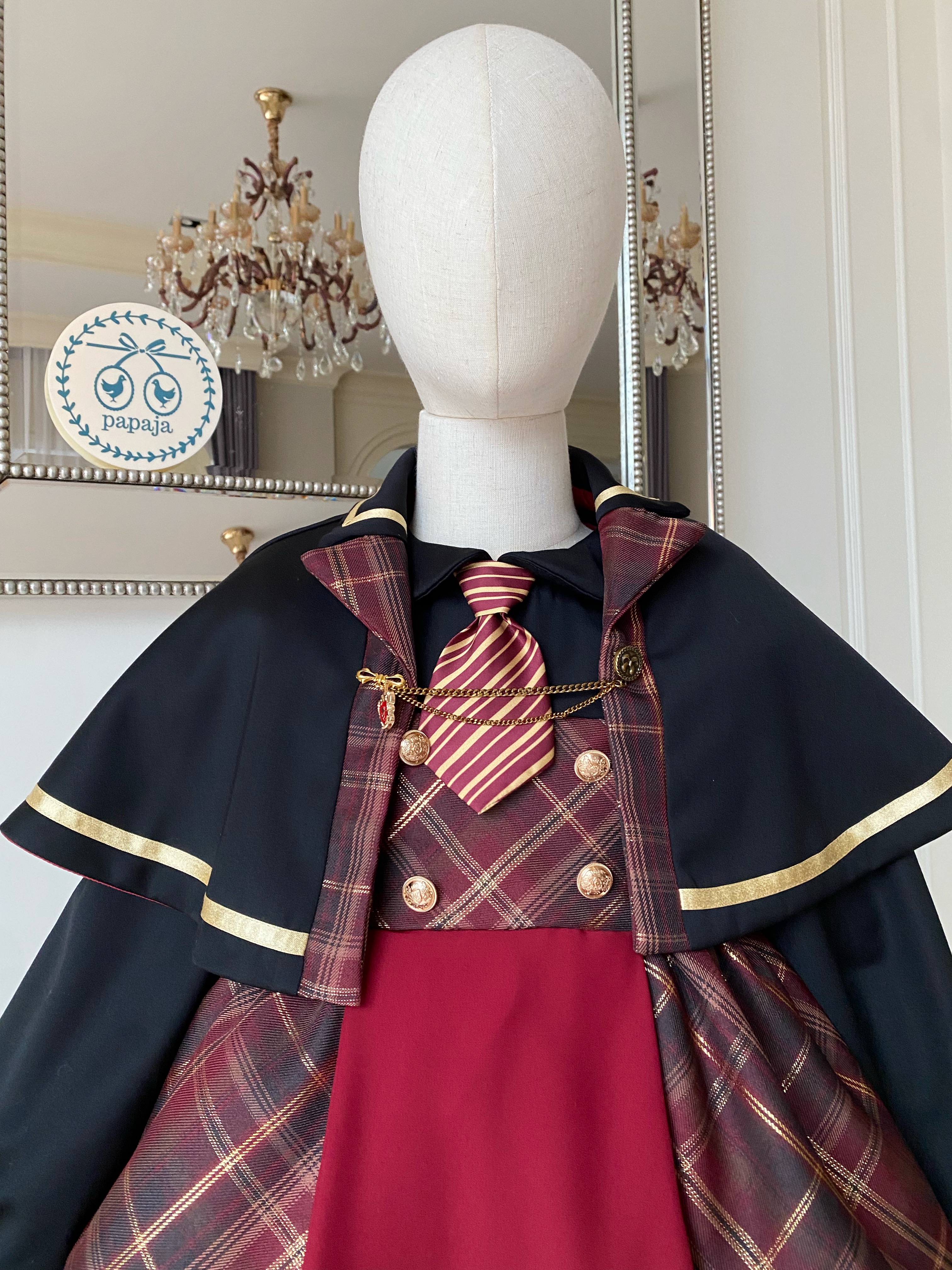 (HW) (เซต 3 ชิ้น) ชุดคอสเพลย์งานไฮพรีเมี่ยม แฮรี่พอตเตอร์ Harry Potter ครบเซต (ชุดเดรส+เสื้อคลุม+เครื่องประดับสีทอง)