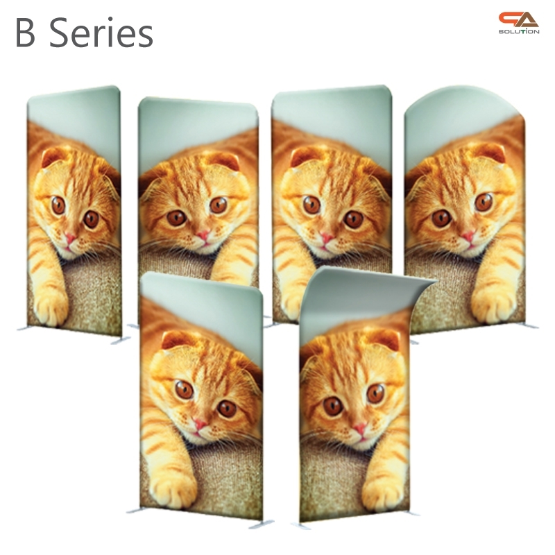 แบคดรอปผ้า รุ่นB series ขนาด (W)150 cm. x (H)228 – 324.6 cm. โครงอะลูมิเนียม ถอดประกอบได้ พร้อมกระเป๋าใส่อุปกรณ์