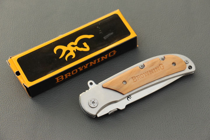 มีดพับ BROWNING Stainless Steel ประกับไม้สีครีม มีด OME เกรดดี