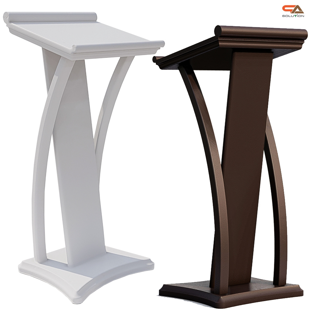 โพเดียมไม้ ขนาดTOP (W) 45 x (L) 50 cm.สูง 120 ซม.ตกแต่งไม้โค้งด้านข้าง สวยคลาสสิค พร้อมจัดส่งทั่วไทย