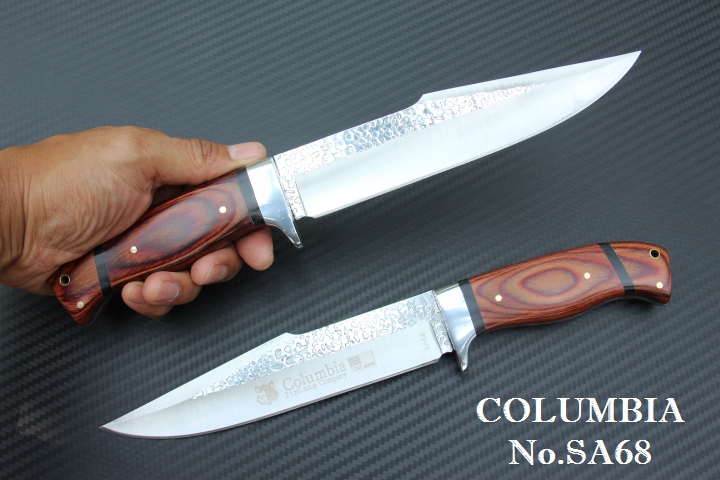 มีด COLUMBIA รุ่น SA68 ใบตอกลายขรุขระ ด้ามไม้อย่างดี พร้อมซองไนลอน
