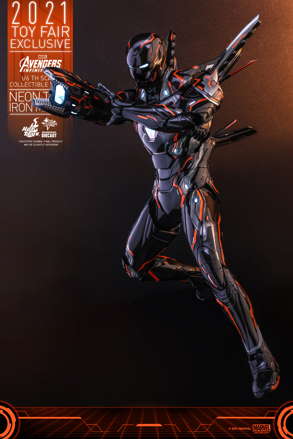 Hot Toys MMS597D39 16 Avengers Infinity War - Neon Tech Iron Man 4.0 [Toy Fair Exclusive 2021]