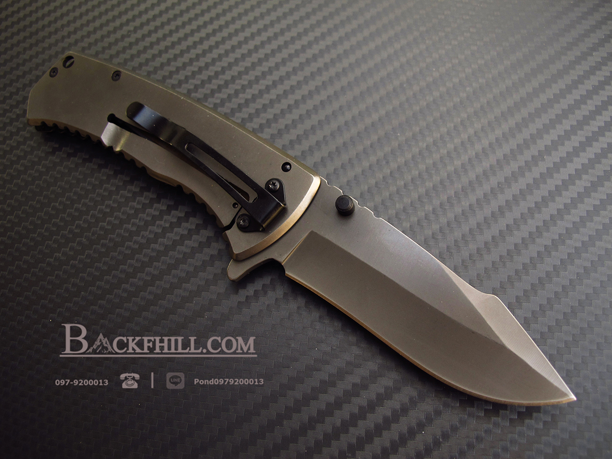 มีดพับ BUCK รุ่น X67 ด้ามจับลายไม้แห้ง OME สำเนา