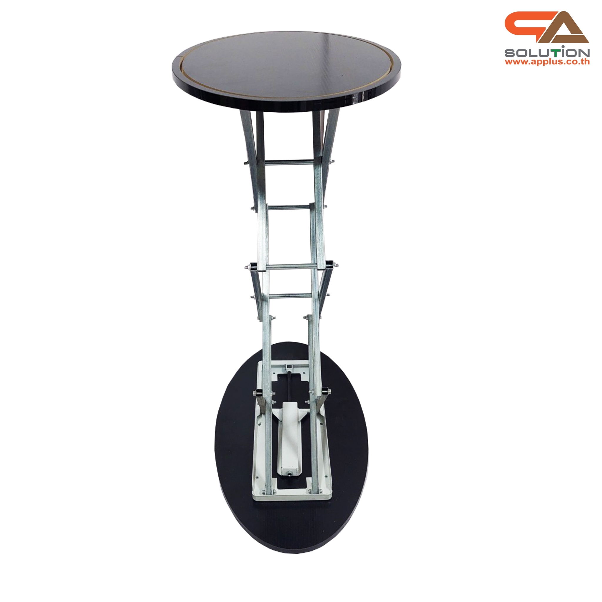 เคาน์เตอร์ผ้าออกบุธ รุ่น HYDROLIC ทรงวงรี TOPไม้สีดำ ขนาด (W)70 x (D)40 x (H) 97 cm. จัดเก็บง่าย พร้อมกระเป๋า 1 ใบ