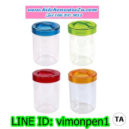 P09812 ขวดโหลหูจับ ฝาหมุน พลาสติกเนื้อแข็งใส (กว้าง 10 ยาว 10 สูง 14.5 ซม) ความจุ 2.5 ลิตร เกรดเอ No.8811 ราคาส่ง 1 โหล: 12 ใบ (เฉลี่ย 55 บ/ใบ