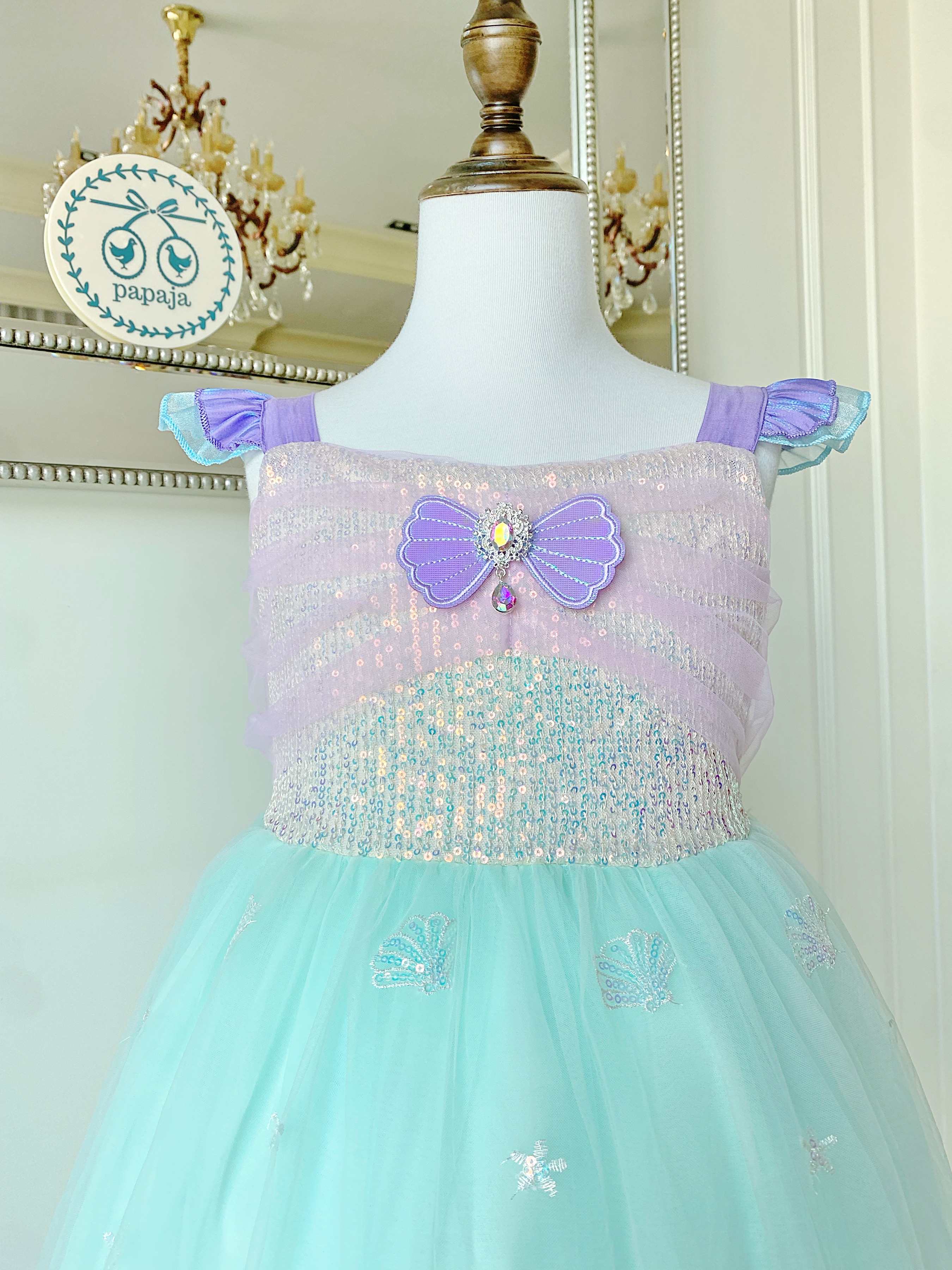 ชุดเจ้าหญิงแอเรียล รุ่นกระโปรงสั้น แขนกุด สวยหวานละมุน ใส่ออกงานได้เลย