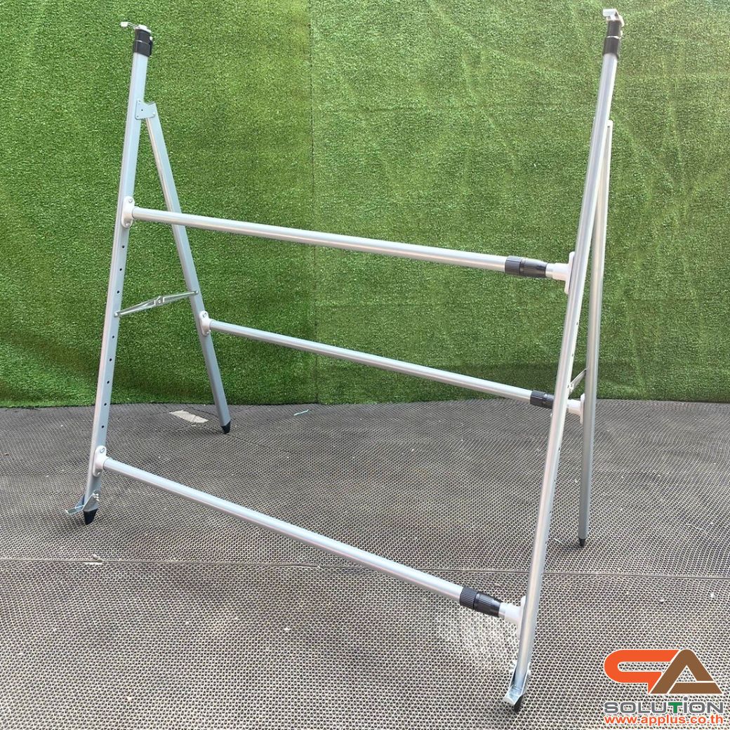 ขาตั้งป้าย ปรับขนาดได้ วัสดุอะลูมิเนียม ถอดประกอบได้ เคลื่อนย้ายสะดวก รองรับขนาดงานพิมพ์ (W) 120-240 x (H) 60-145 cm.