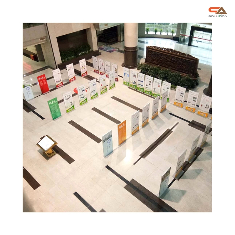 ป้ายตั้งพื้น รุ่นLUXURY ขนาด 80x200 ซม. โครงอะลูมิเนียม ฐานเหล็กหนา โชว์งานพิมพ์ 2 ด้าน ถอดประกอบได้