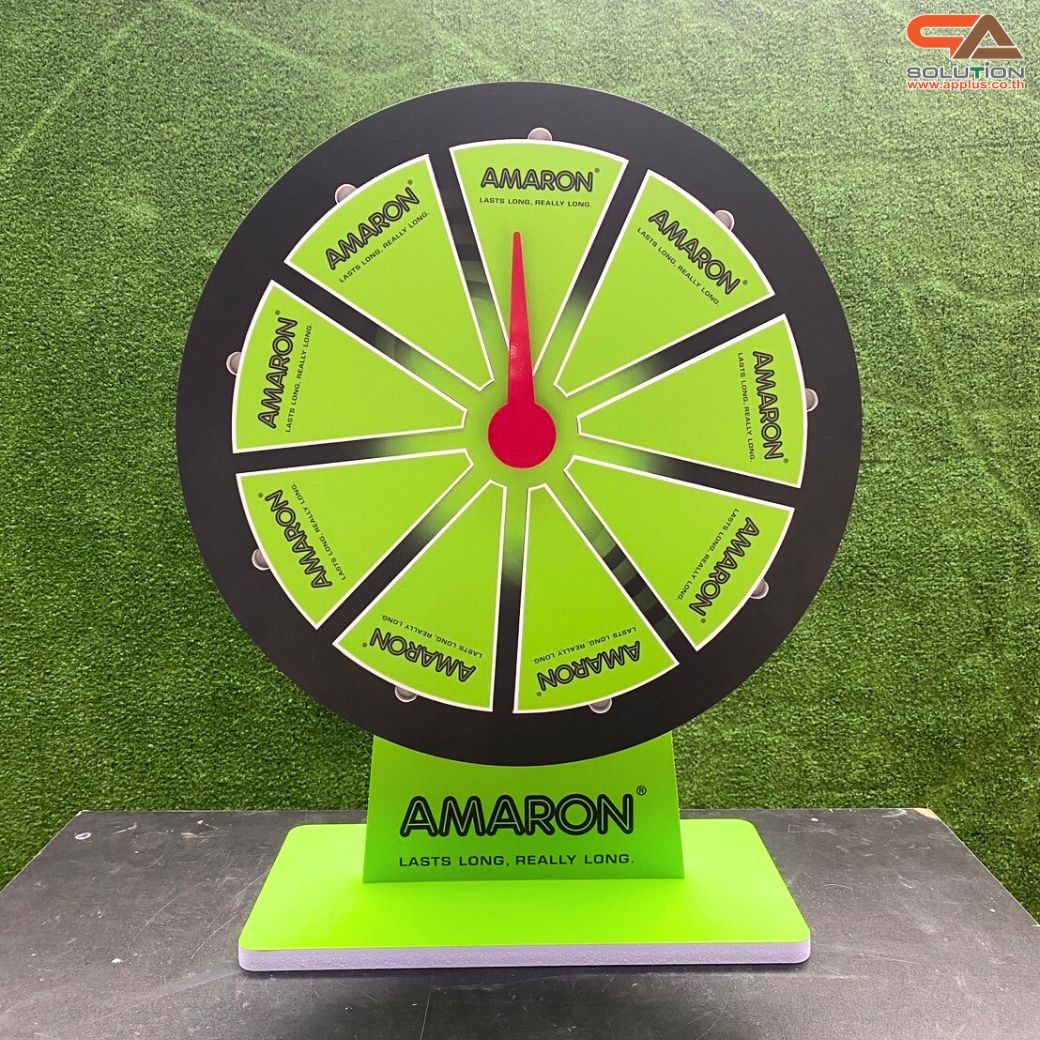 เกมส์วงล้อแม่เหล็กตั้งโต๊ะ ขนาดวงล้อ 50 ซม. สูง 61 ซม. วัสดุพลาสวูดสีขาว หนา 8-15 มม. ถอดประกอบได้