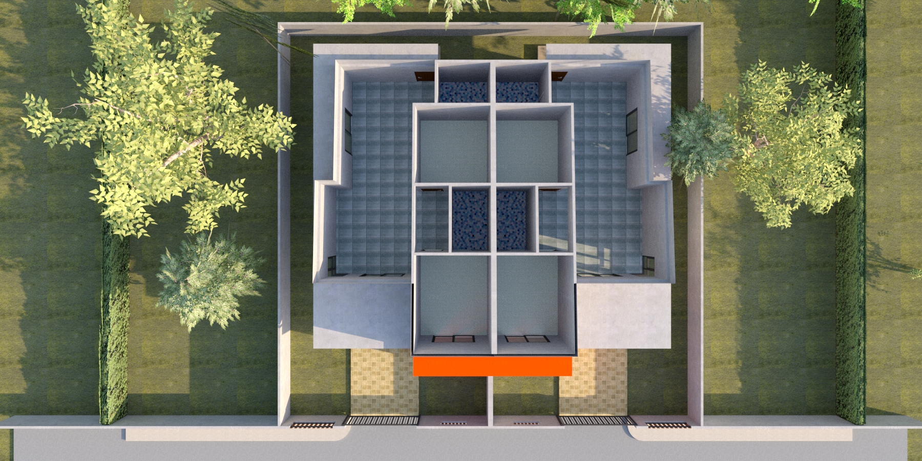 แบบบ้าน N1-08 แบบบ้านแฝดชั้นเดียวทรงโมเดิร์น