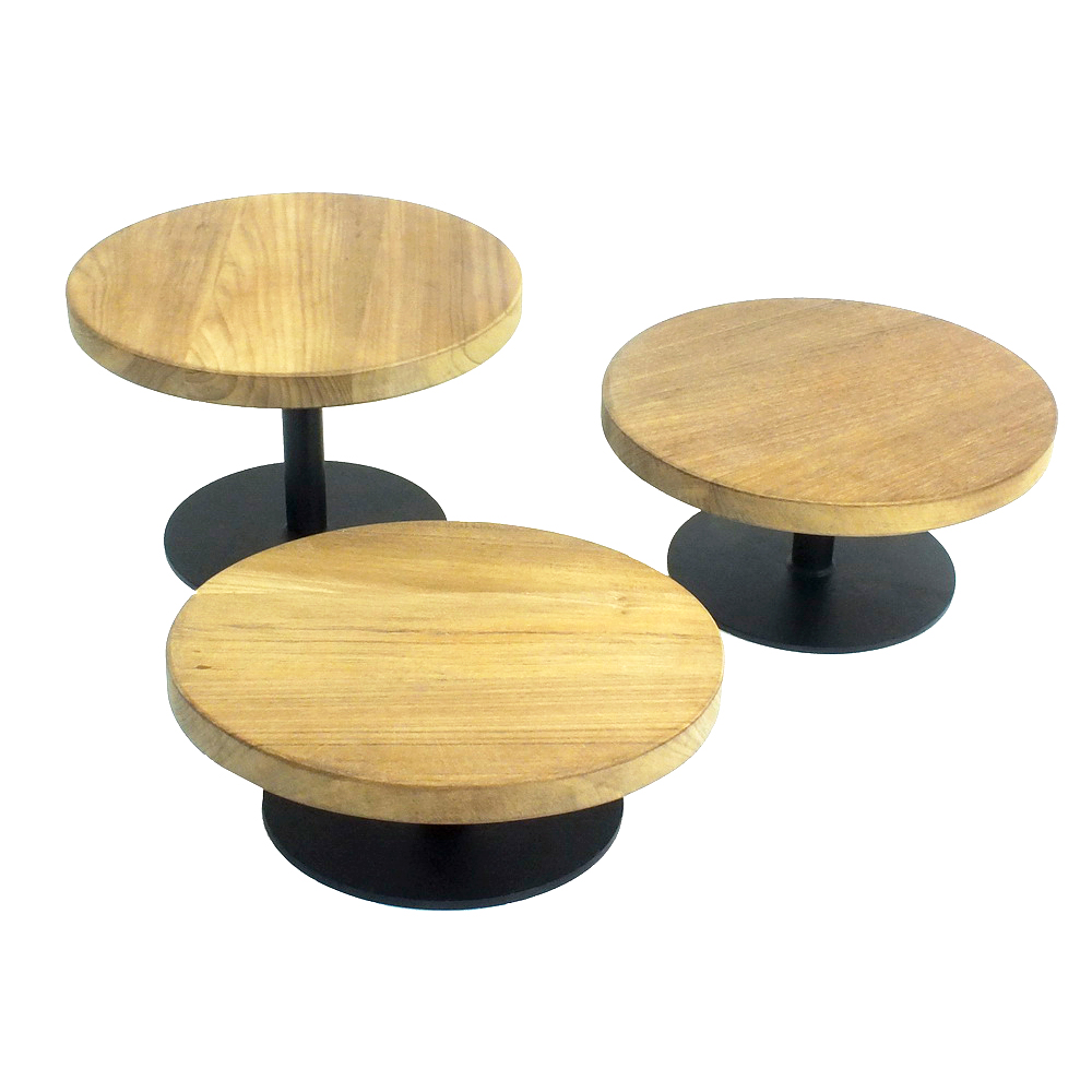 ที่วางเค้กฐานเหล็กและแผ่นไม้สัก 31 ซม. สูง 21 ซม. 1619-FF200L