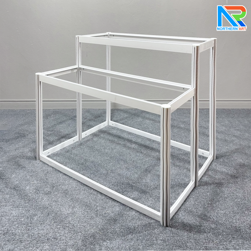 เช่าเคาน์เตอร์อะลูมิเนียม แบบขั้นบันได ขนาด (W)103 x (L)80 x (H)80 cm. ถอดประกอบได้