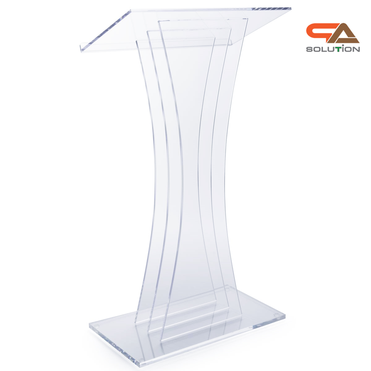 โพเดียม อะคริลิคใส AC-02 ขนาด(W)60 x (L)40 x (H)123 cm. TOP เอียงพร้อมกันตก วัสดุอะคริลิคใส หนา 10-20 มม.