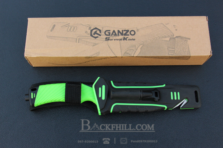 มีดเดินป่าใบตาย Ganzo Hunting Survival Knife กานโซ่ รุ่น G8012-LG ดำ-เขียว ของแท้ 100%