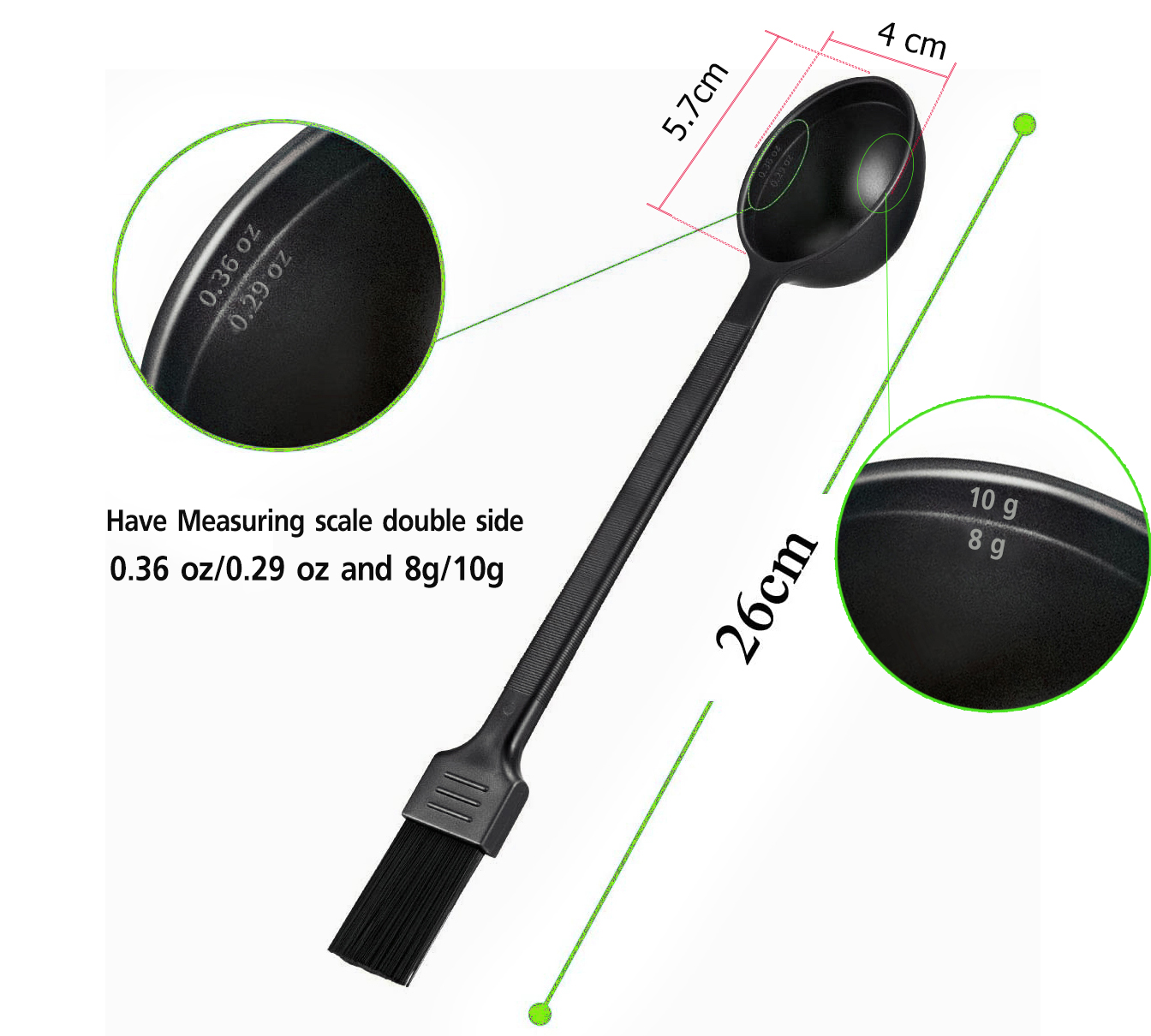 ช้อนตักกาแฟ ตวงกาแฟ แปรงปัดผงกาแฟ 26 cm.