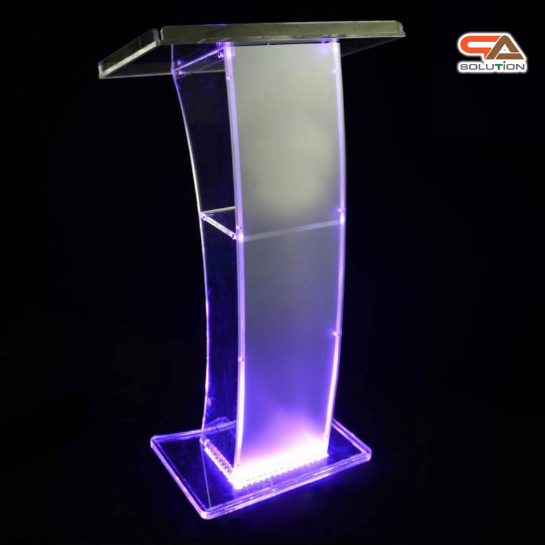 เช่าโพเดียมอะคริลิค LED-02 ขนาด (W) 60 x (L) 40 x (H) 108 cm. เรืองแสงLED เปลี่ยนสีได้ พร้อมรีโมท พร้อมบริการรับ-ส่ง กทมฯและปริมณฑล