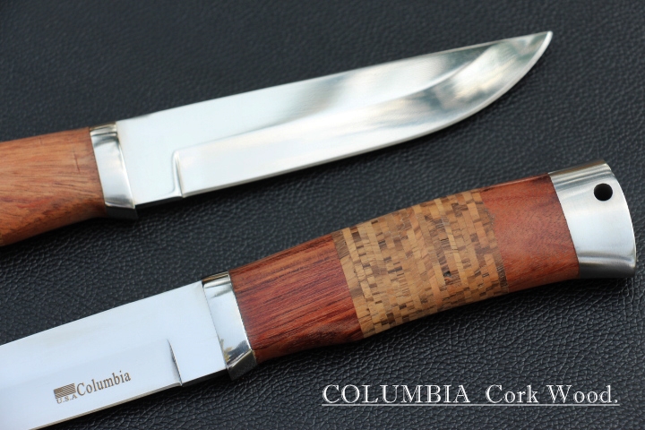 มีดใบตาย COLUMBIA CORK WOOD. ด้ามไม้ครอบสแตนเลสปัดเงา ด้ามไม้ก๊อก ขนาด 11 นิ้ว