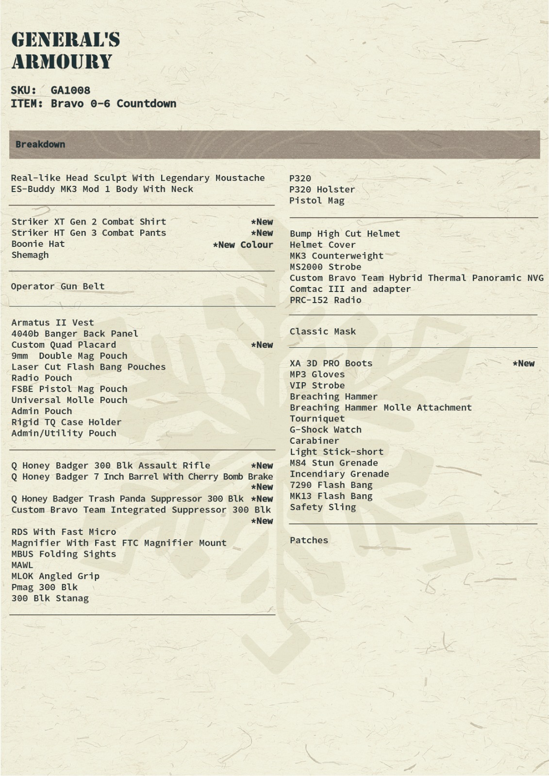 General's Armoury GA1008 Bravo 0-6 Countdown