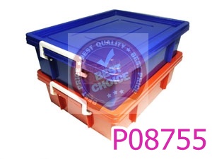 P08755 กล่องฝาล๊อค ใหญ่ (กว้าง 37 xยาว 49 x สูง 14 ซม.) สีเข้ม No.189 (ราคาส่งต่อ 1โหล: 12 ใบ:80 บ ต่อใบ)