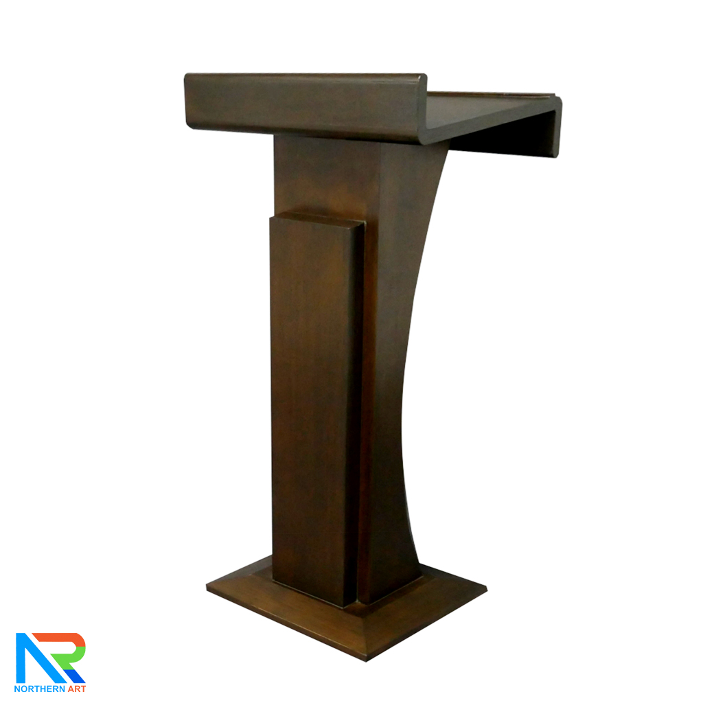 โพเดียมไม้ สีโอ๊ค ทรงโมเดิร์น TOPตรง ขนาด (W)55 x (L)42 cm. สูง 111 cm.
