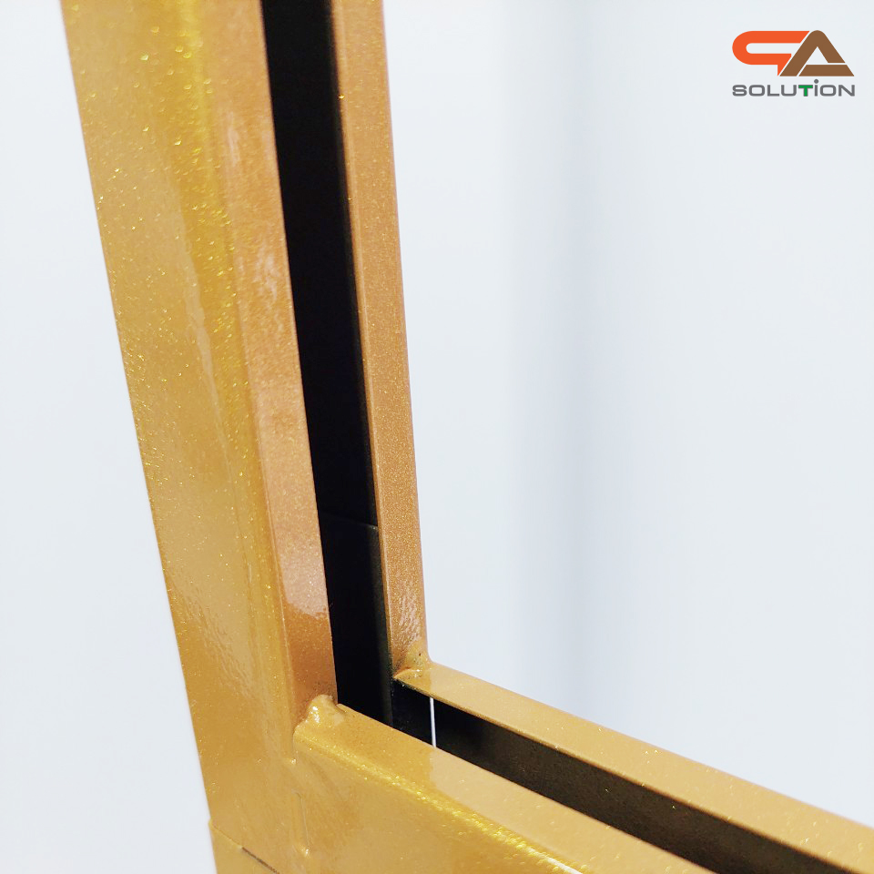 CLEARANCE SALE! โปสเตอร์สแตนด์เหล็ก สีทอง เสาคู่ ขนาด 60X80 ซม.ฐานเหลี่ยม สอดงานพิมพ์ด้านบน โชว์งานพิมพ์ 2 ด้าน ถอดประกอบได้