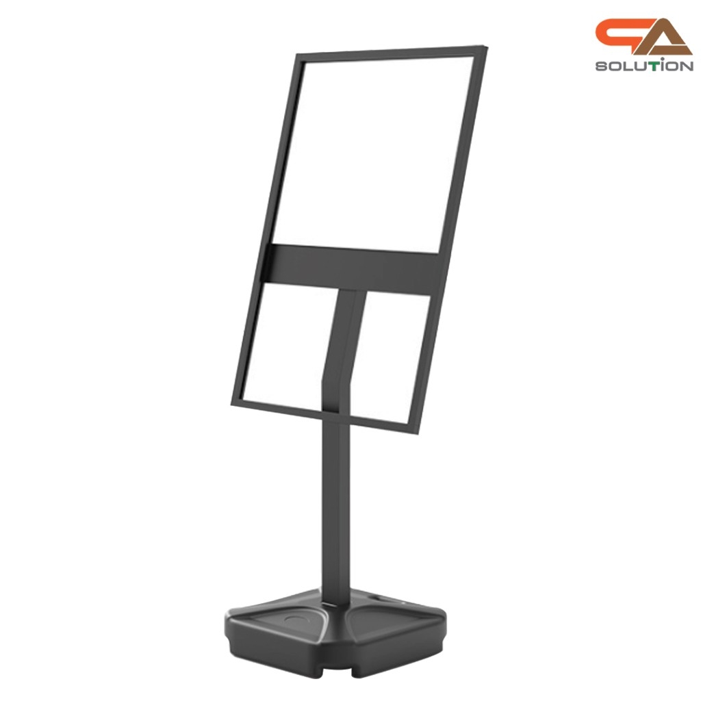 โปสเตอร์สแตนด์เหล็ก ฐานน้ำ สีดำ 1 หน้า ขนาด 60x90 cm. สอดงานด้านบน มั่นคง ไม่ล้ม