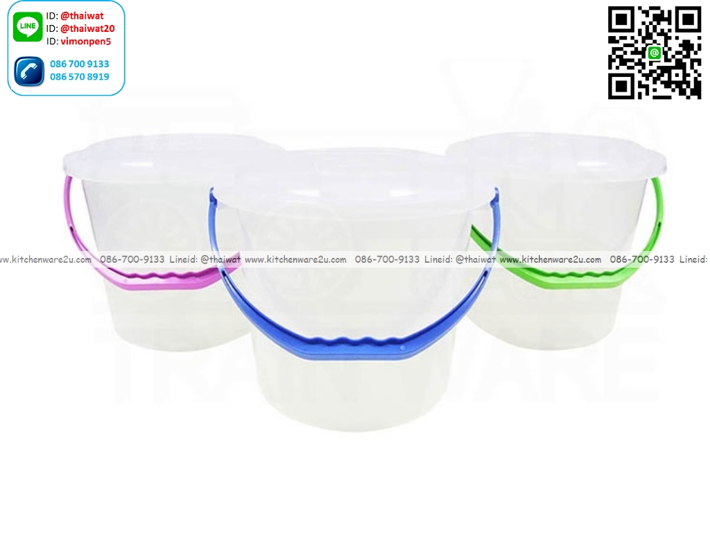 P00194 ถังน้ำ 1.5 แกลอน (25*25*21 cm) เกรดเอ สีขาว พร้อมฝา No.306 (ราคาขายส่งต่อ 1 โหล: 12 ใบ: เฉลี่ย 35 บต่อใบ)