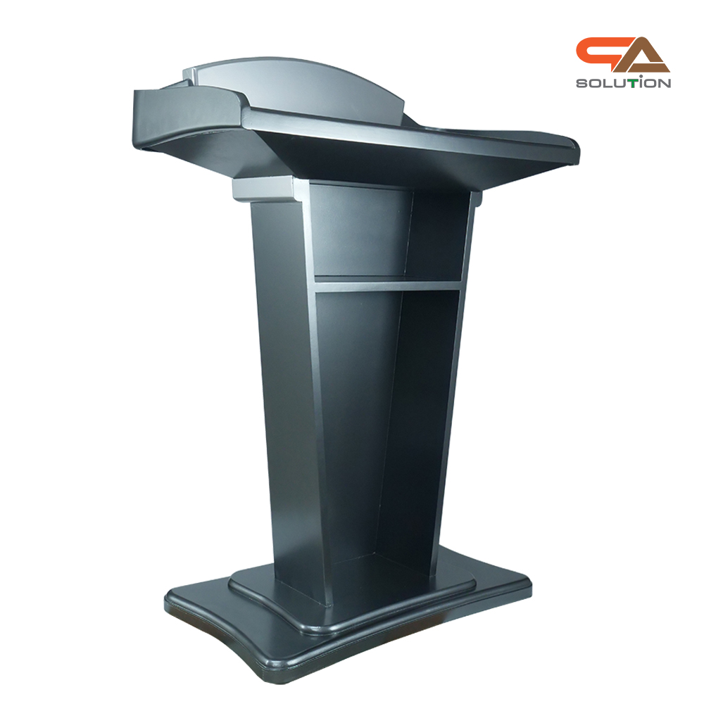 CLEARANCE SALE! โพเดียมไม้สีเทามุก รุ่น PD-07 ขนาดTOP 90 x 46 ซม.สูง 120 ซม. พร้อมชั้นวางของ(สินค้าตัวโชว์)