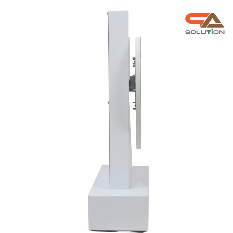 เกมส์วงล้อตั้งโต๊ะ รุ่นเหล็ก ขนาดวงล้อ 40 ซม. สูง 60 cm. สีขาว พร้อมงานพิมพ์สติ๊กเกอร์ ออกแบบได้ตามความต้องการ