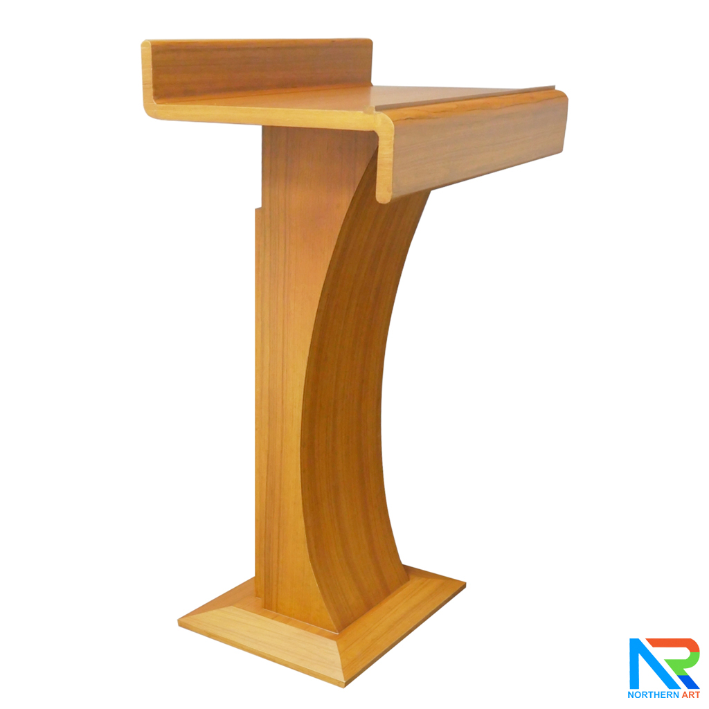 โพเดียมไม้ สีสัก ทรงโมเดิร์น TOPตรง ขนาด (W)55 x (L)42 cm. สูง 111 cm.