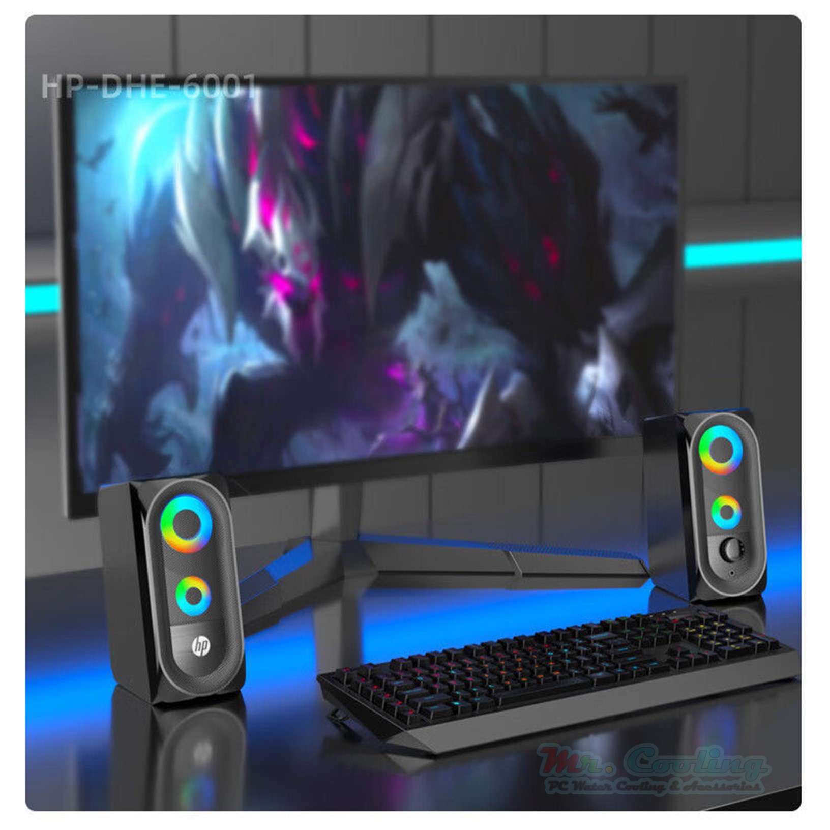 ลำโพงคู่ ไฟRGBเปลี่ยนสี HP Multimedia Speaker DH6001 ระบบSurround เสียงแน่น ชัดใส รองรับ PC Notebook TV Smartphone
