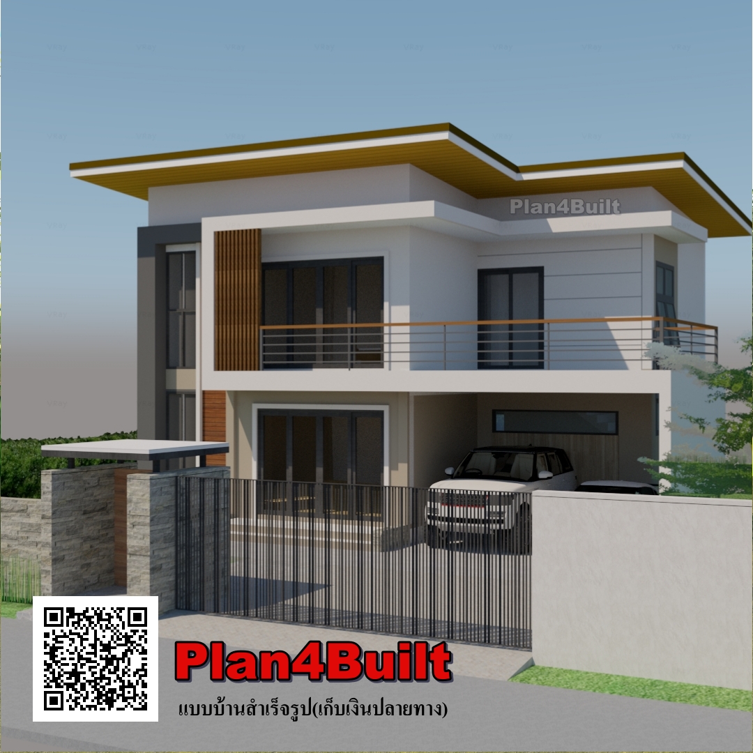 แบบบ้านโมเดิร์น2ชั้น 3ห้องนอน3ห้องน้ำ จอดรถ2คัน