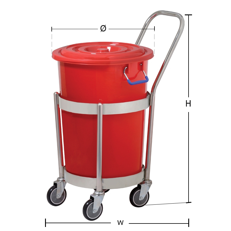 ดอลลี่กลม มีมือจับ SRH17S+ถังพลาสติก 309+A สีแดง 60.5 ลิตร