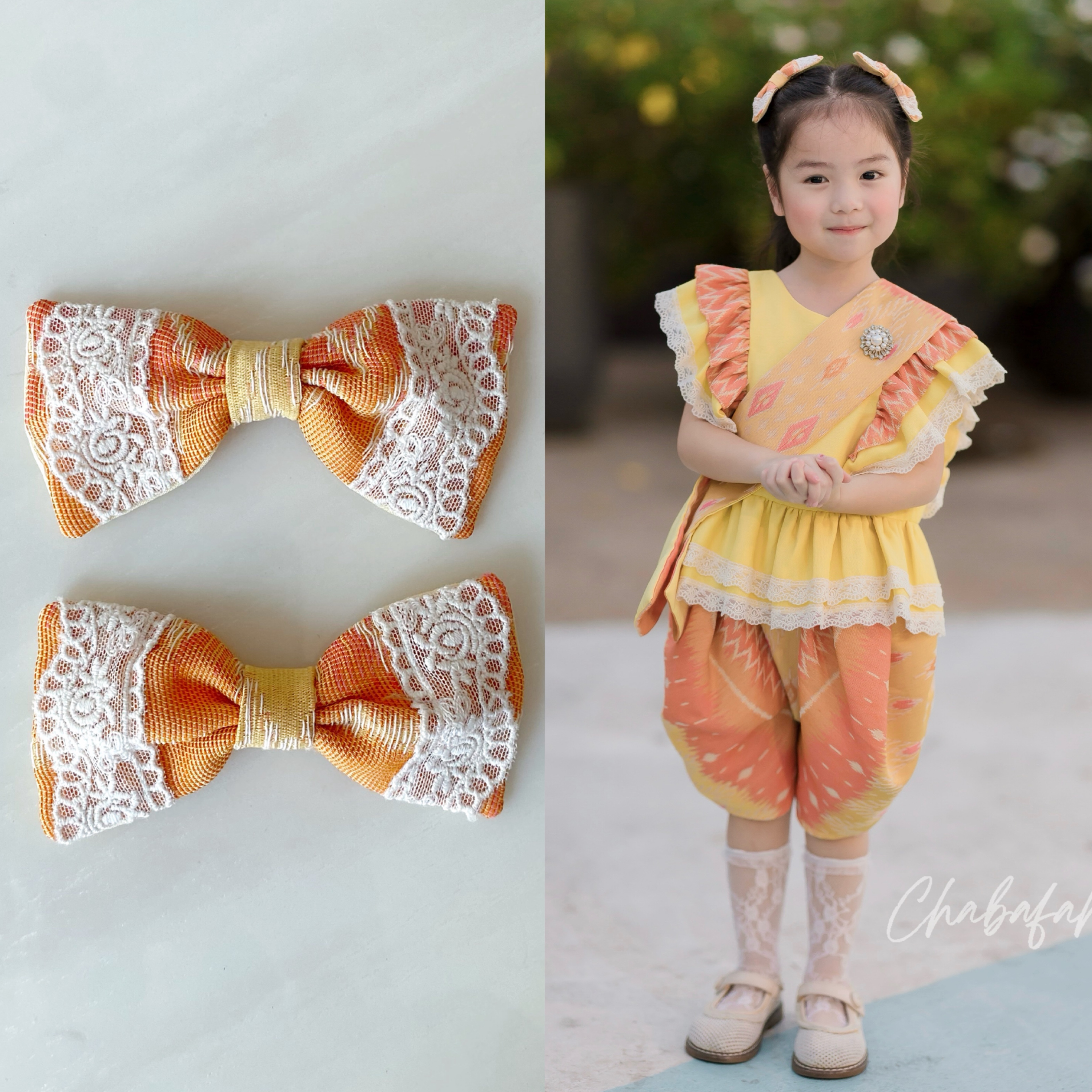 (ขายเป็นคู่) กิ๊ฟติดผมผ้าไทย แบรนด์ Chabafah