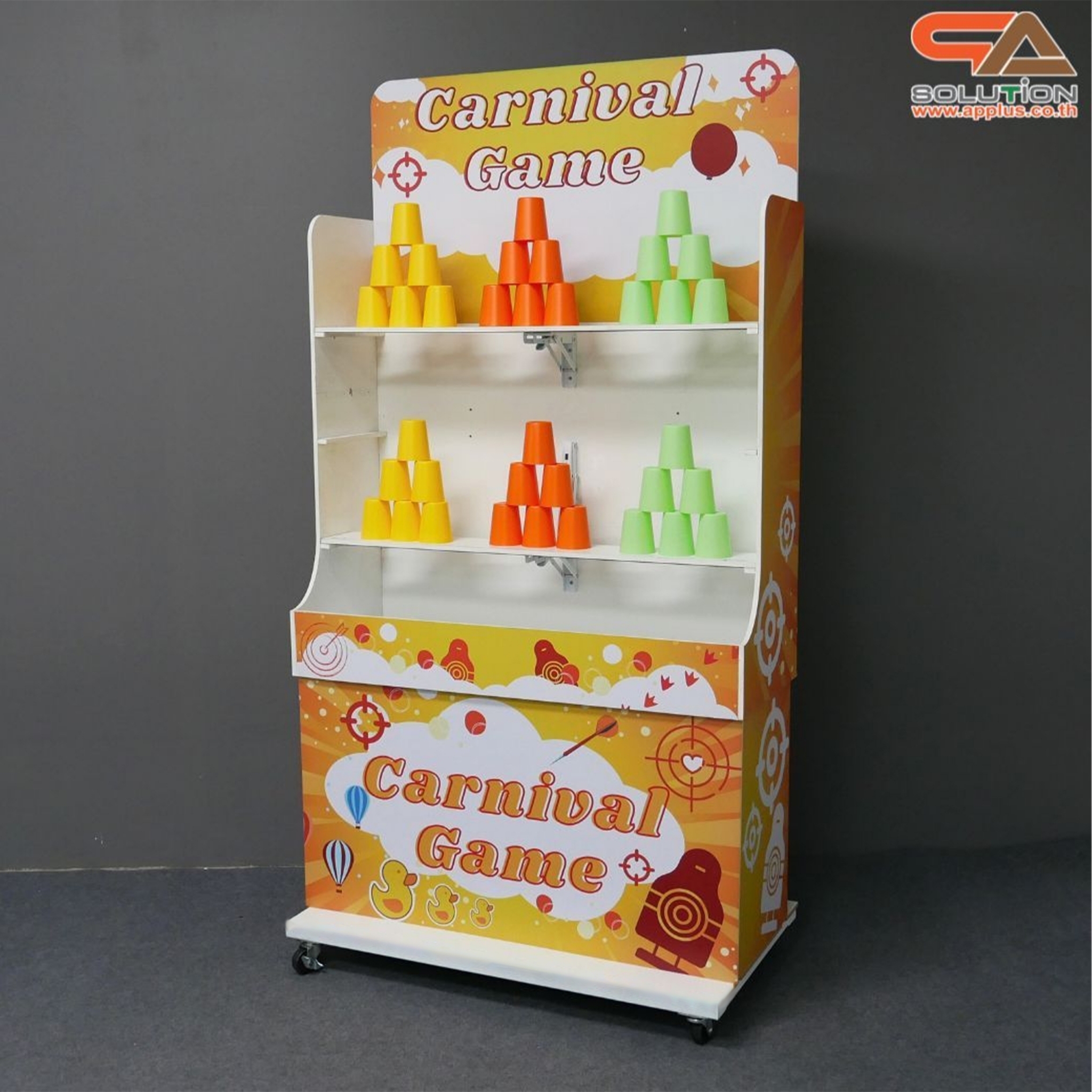 เกมส์ CARNIVAL GAME ปาแก้ว ขนาดโครง (W) 90 x (L)50 x (H)176 cm. พร้อมแก้ว 36 ใบ และบอลโฟม 12 ลูก